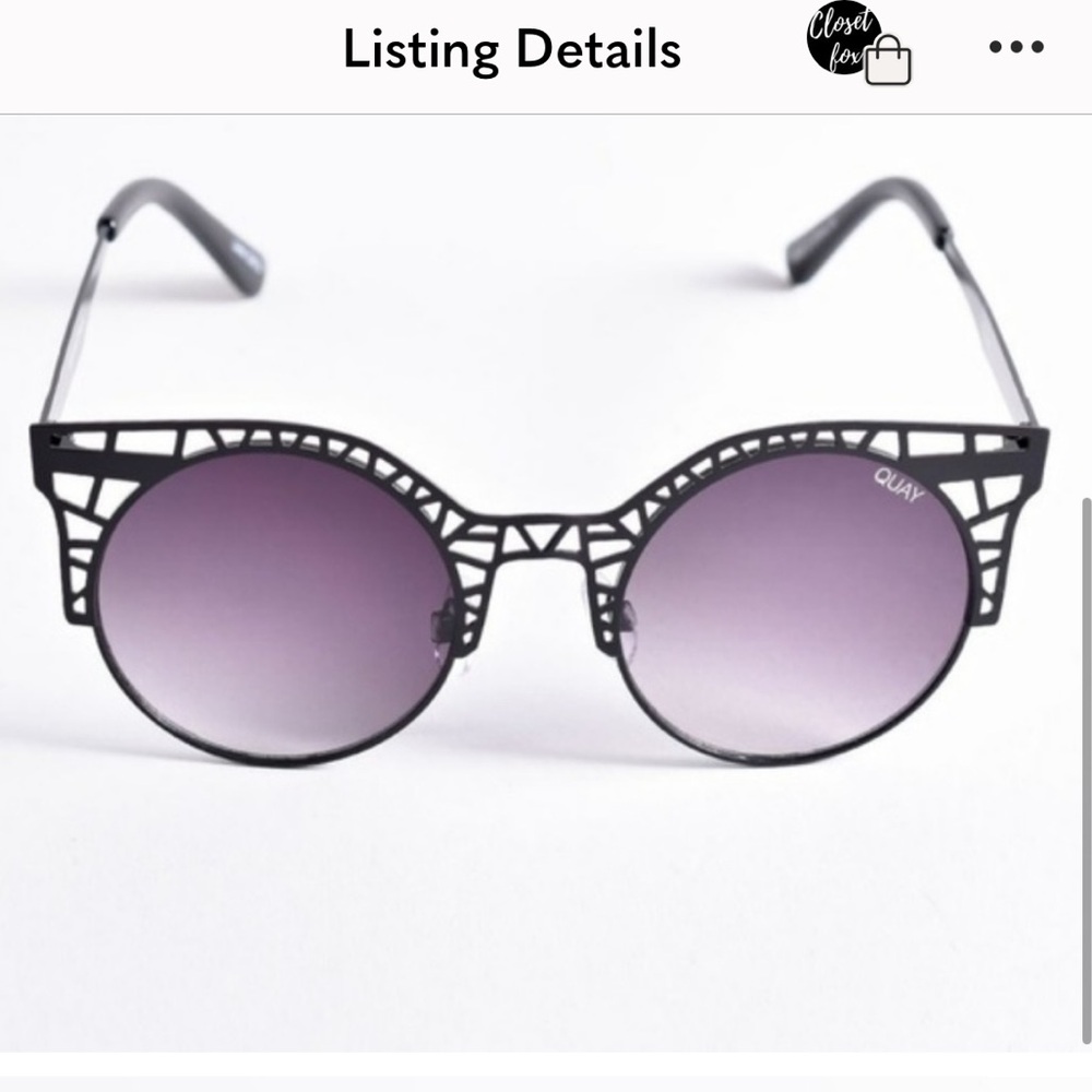 Quay Black Smoke Fleur Cutout Cat Eye Sunglasses